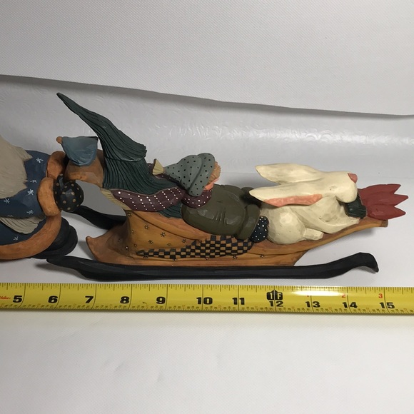 Williraye Studio Brand VTG 1996 SANTA PUSHING SLED Boy Rabbit 2 Locking Pieces - Picture 14 of 15